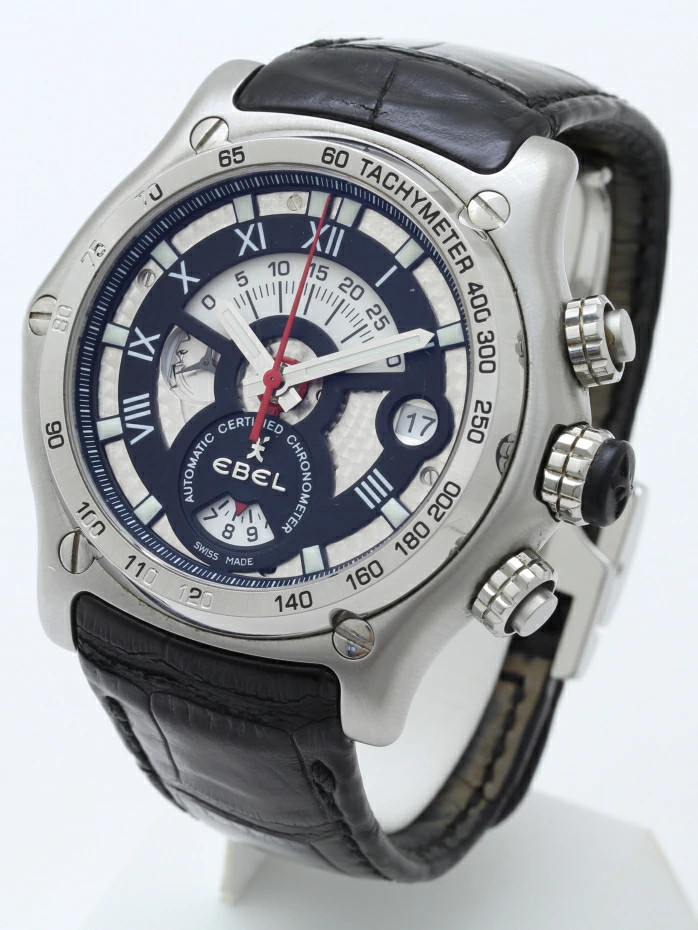 Ebel Discovery Chronograph 1911BTR 9139L72 Men’s Watch Stainless Steel Leather