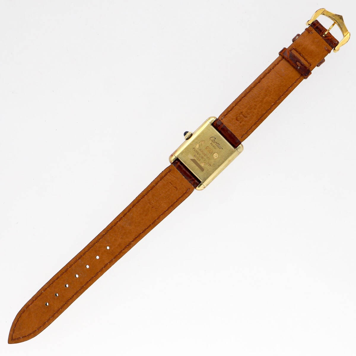 Cartier 2975713 Must Tank Bordeaux Dial GP Leather Manual Winding Ladies Watch