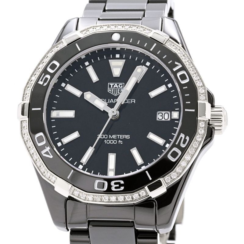 TAG Heuer Ladies Aquaracer WAY1395.BH0716 Black Ceramic Diamond Quartz Watch