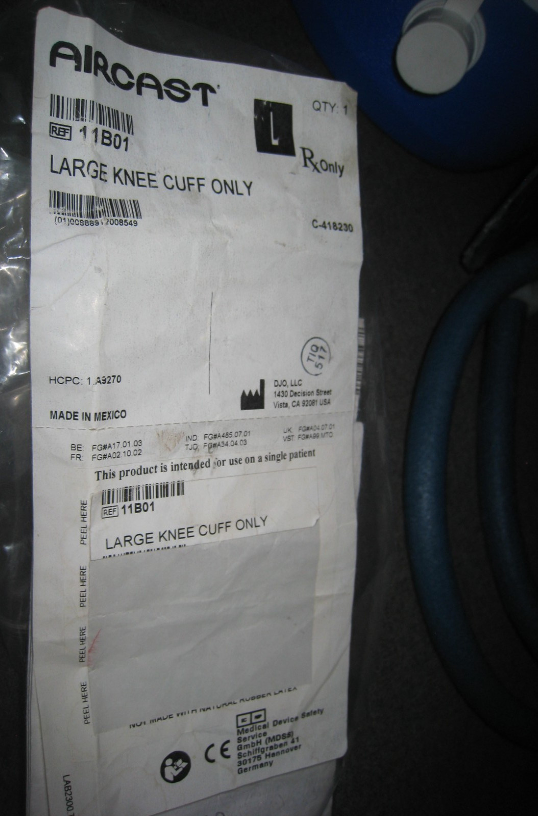 Aircast 2125 Cryo/Cuff Ice Therapy Gravity Cooler, Large Knee Cuff, Complete Set