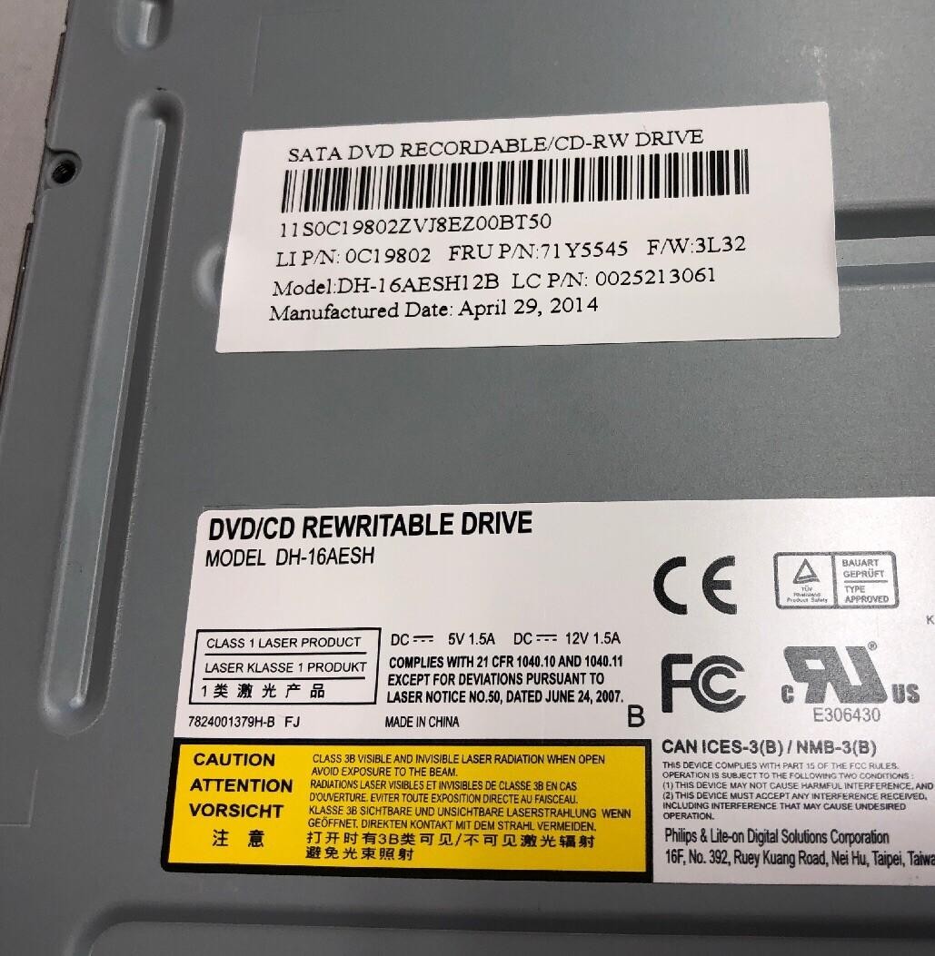 PHILIPS LITE-ON DH-16AESH DH-16AESH12B DVD/CD Rewritable Drive 0C19802 71Y5545