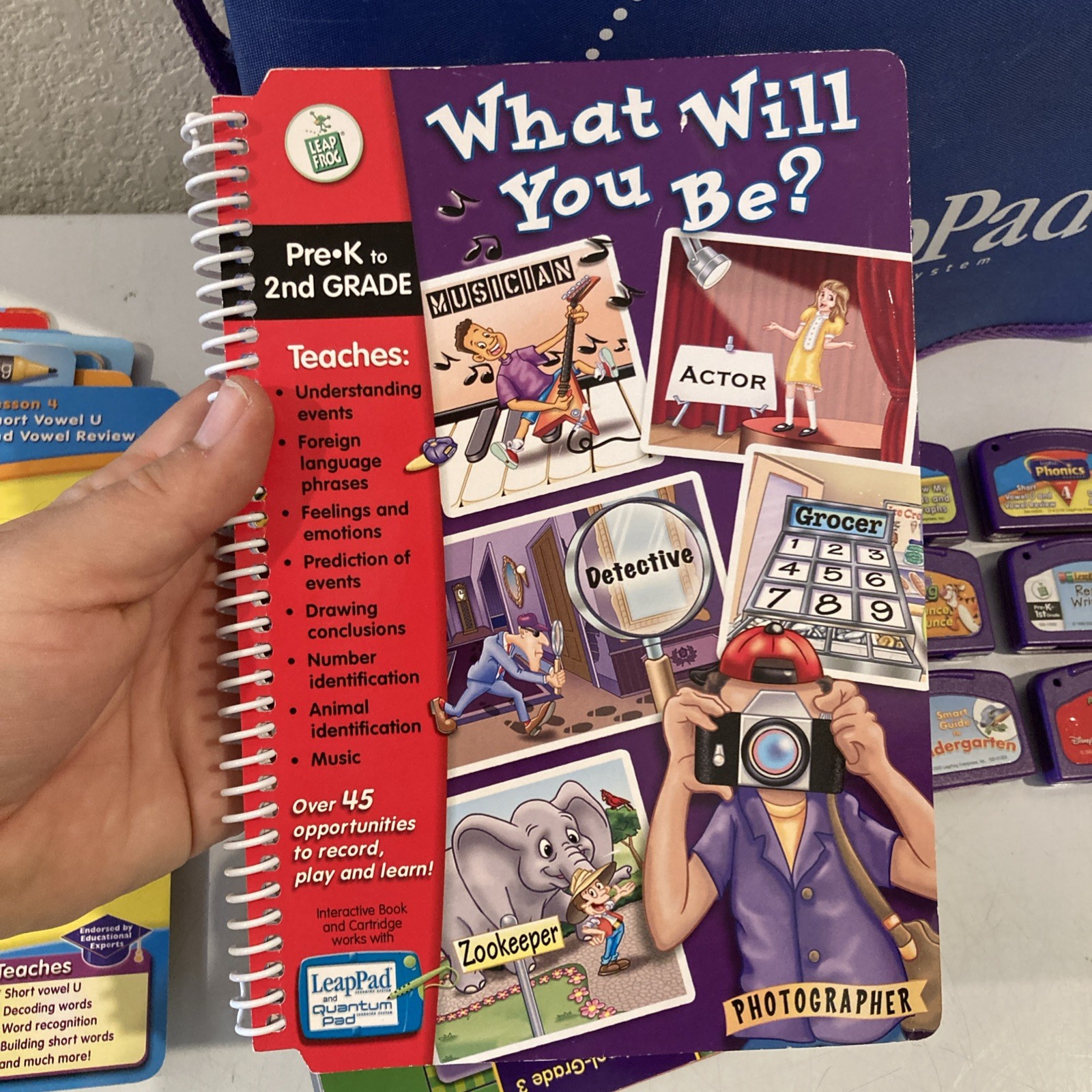 UNTESTED For Parts 2001 Leap Pad Learning System Binder Games Books Phonics Read