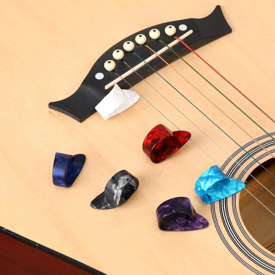 12 Medium Thumb Picks 6 Colors Celluloid for Acoustic Guitar
