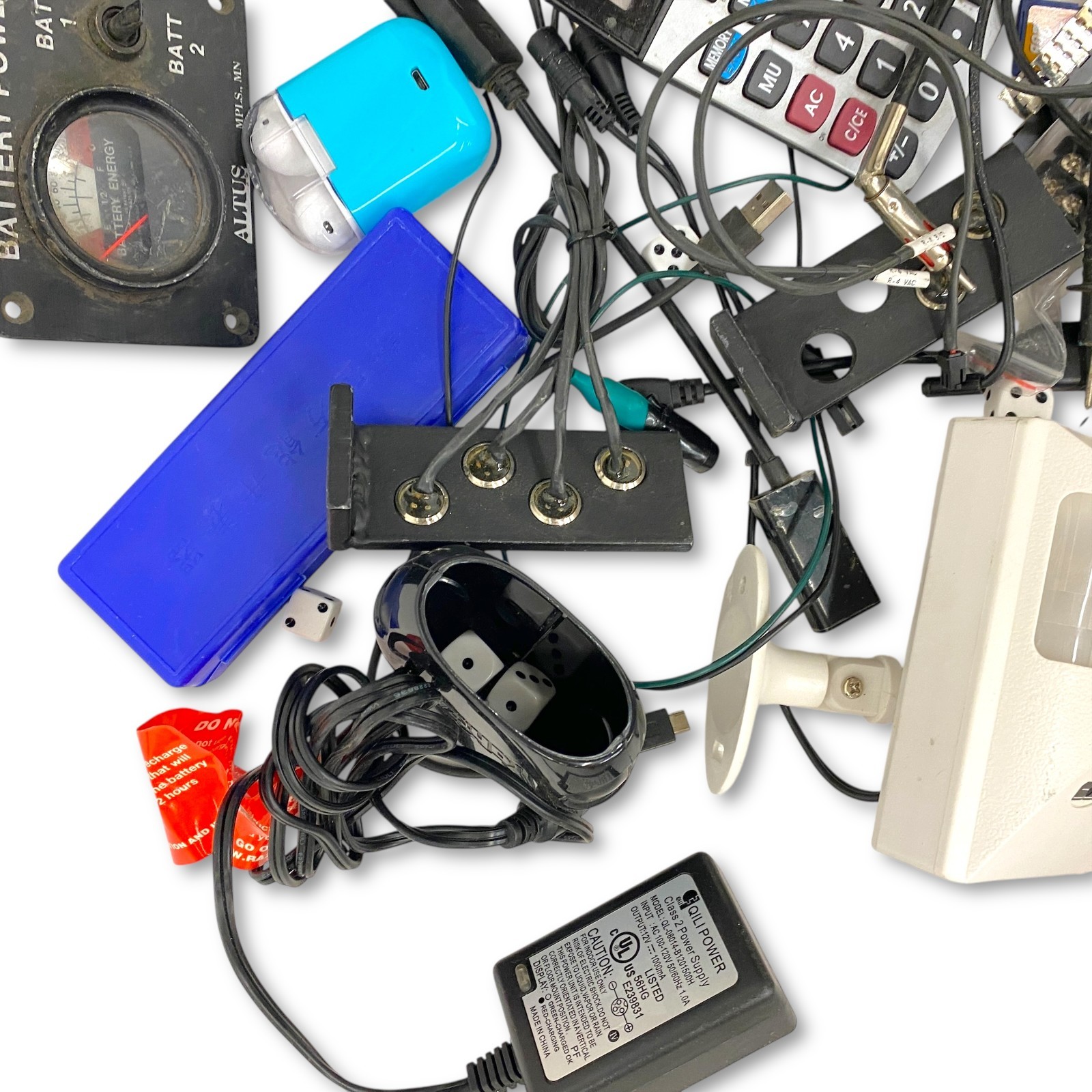 Mixed Electronics Lot – Batteries, SD Cards, Calculators, Cords, Gauges and More