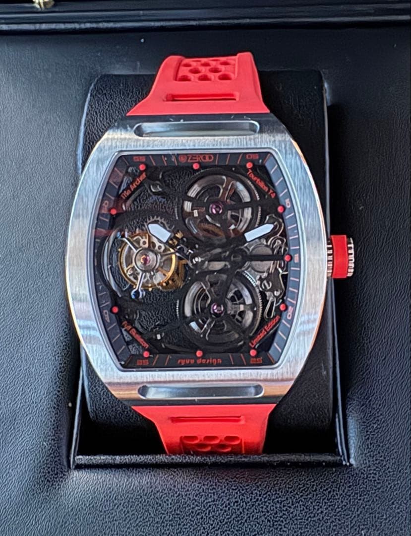 ZEROO Wristwatch T4 Tourbillon Zero Time red color for men 41mm w/Box card