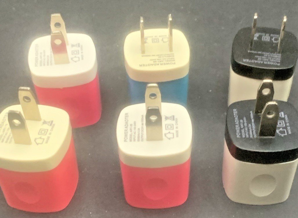 USB Car Charger (17) and USB Wall Charger (6) various colors.