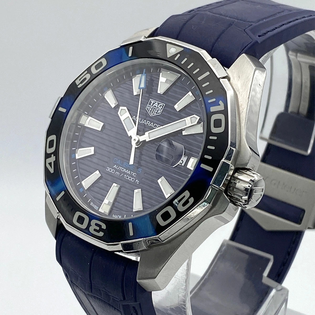 TAG Heuer Aquaracer Calibre 5 Watch Stainless Steel Rubber Blue/Navy Automatic