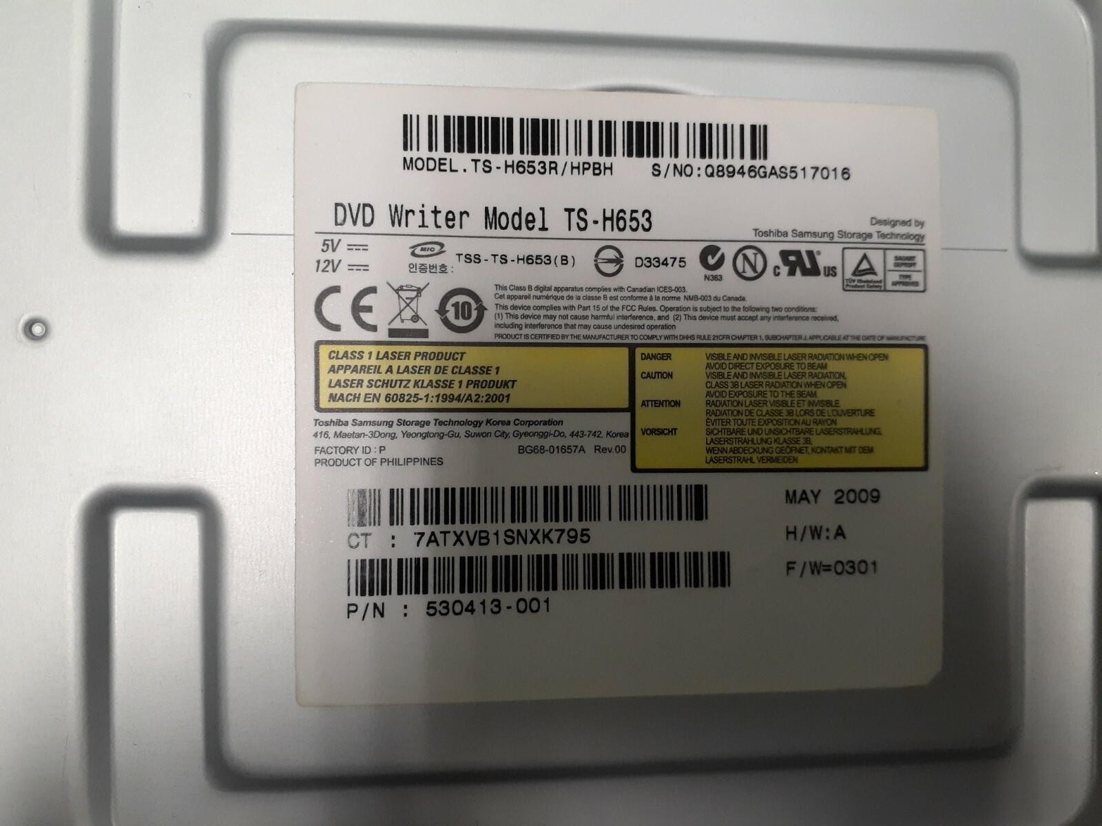 (2) Toshiba Samsung DVD Writer TS-H653R/HPBH 530413-001 SATA