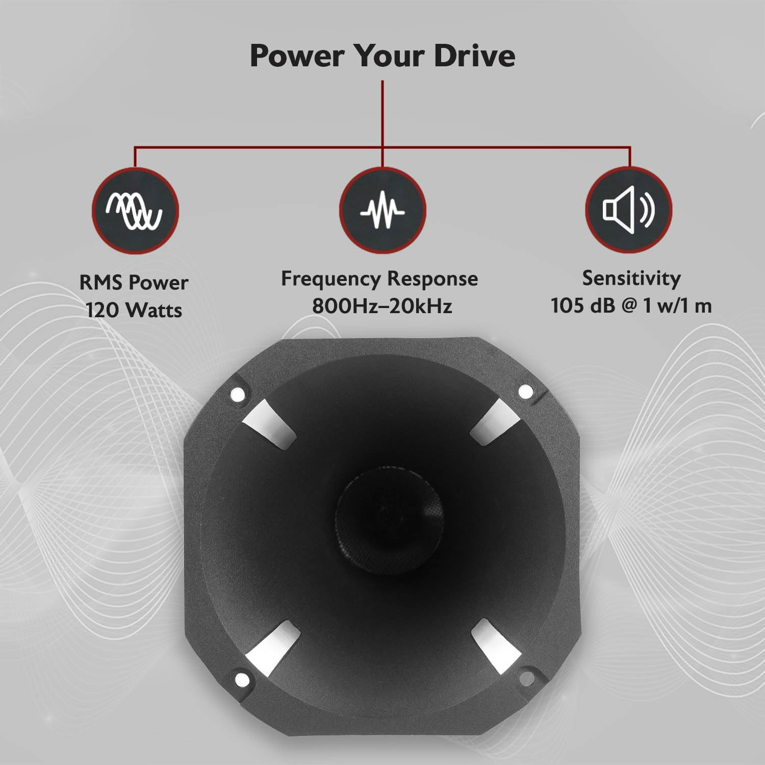 HT120 Titanium Compression Tweeter, 2″ Voice Coil, 360W, 8 Ohms, Aluminum Horn,