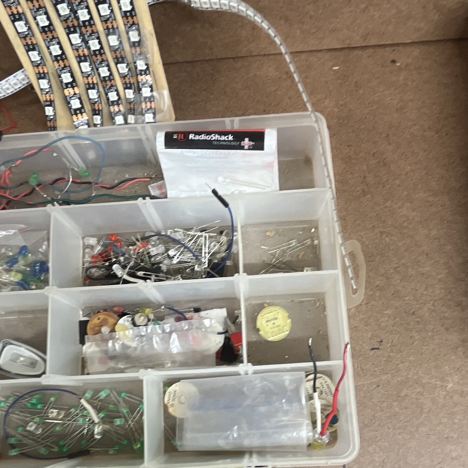 Misc Lot of LED lights and strip Lights & Organizer Box