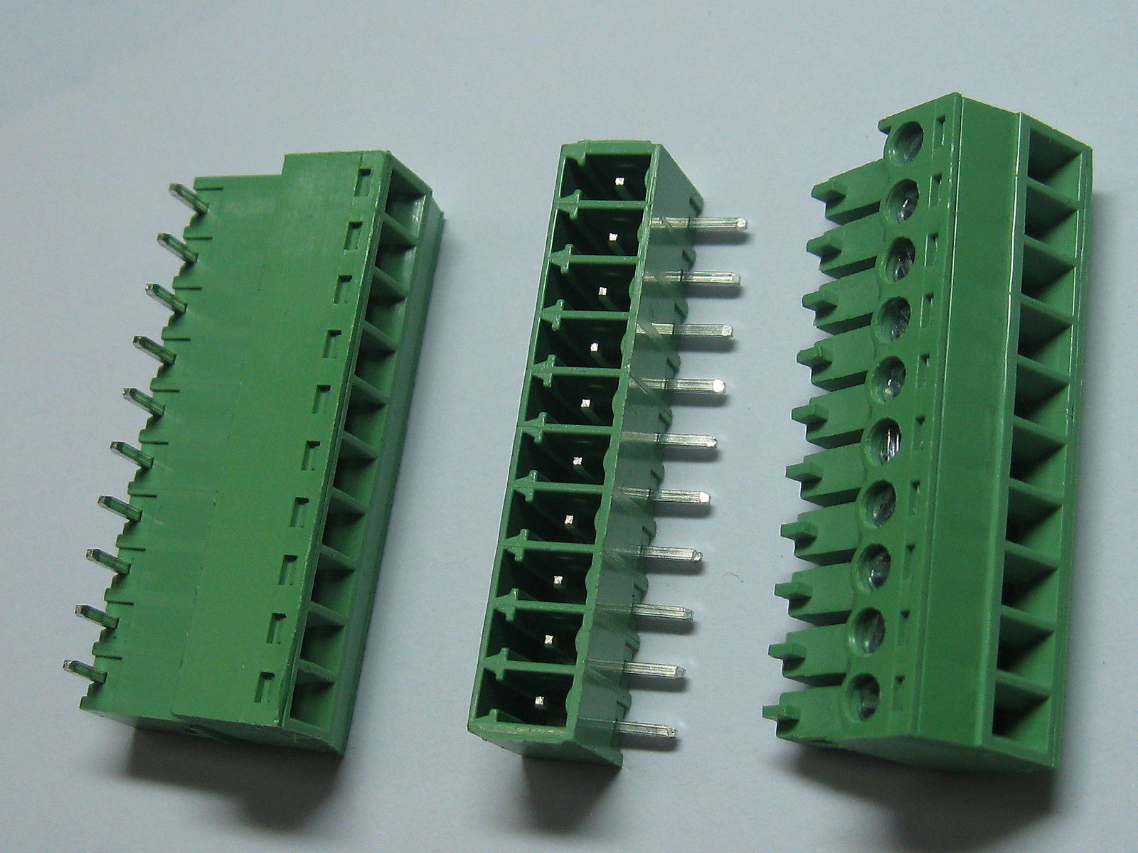 12 pcs Screw Terminal Block Connector 3.5mm Angle 10pin Green Pluggable Type New