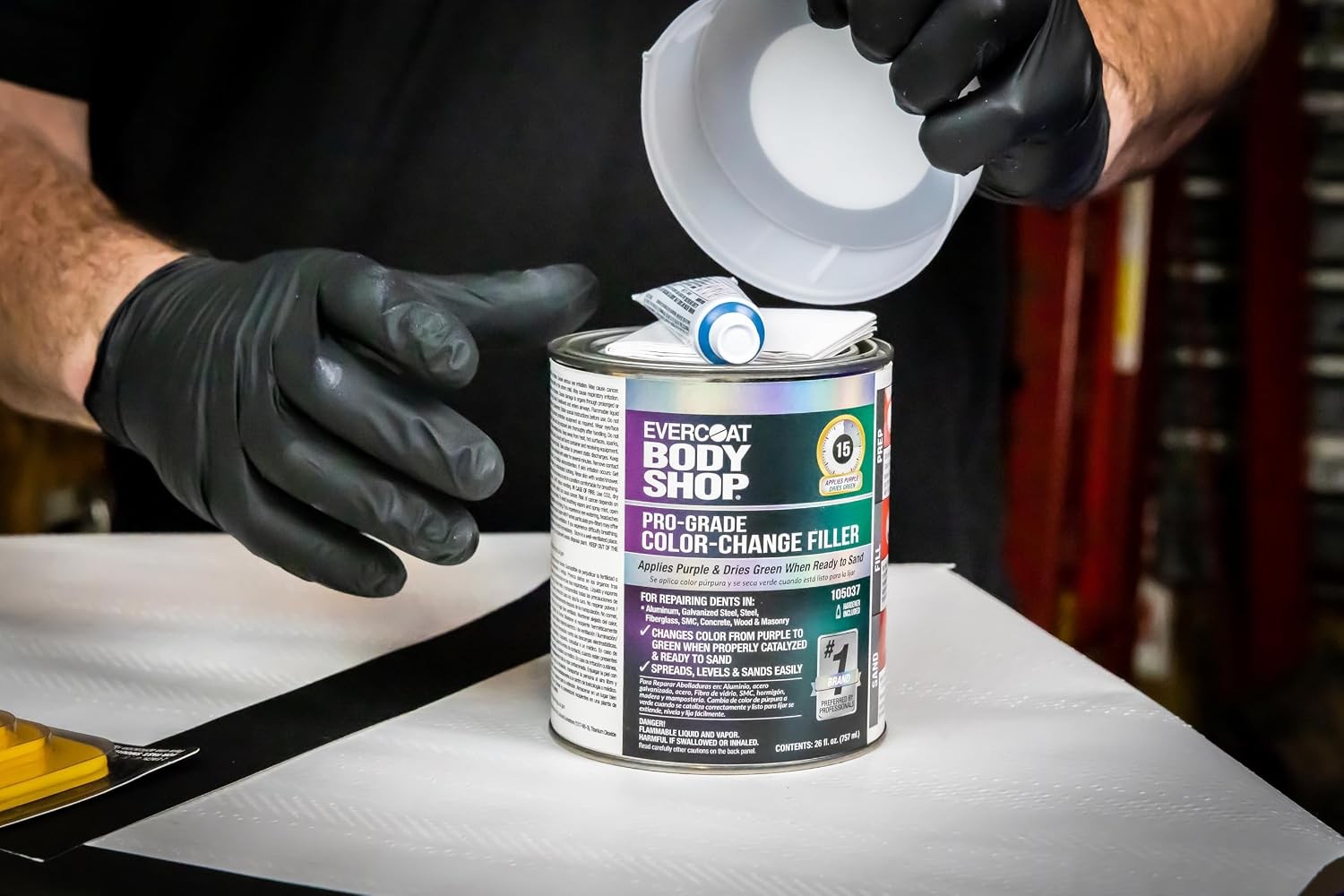 Evercoat Body Shop 105067 Pro-Grade Color-Change Putty for Filling Minor Dings,