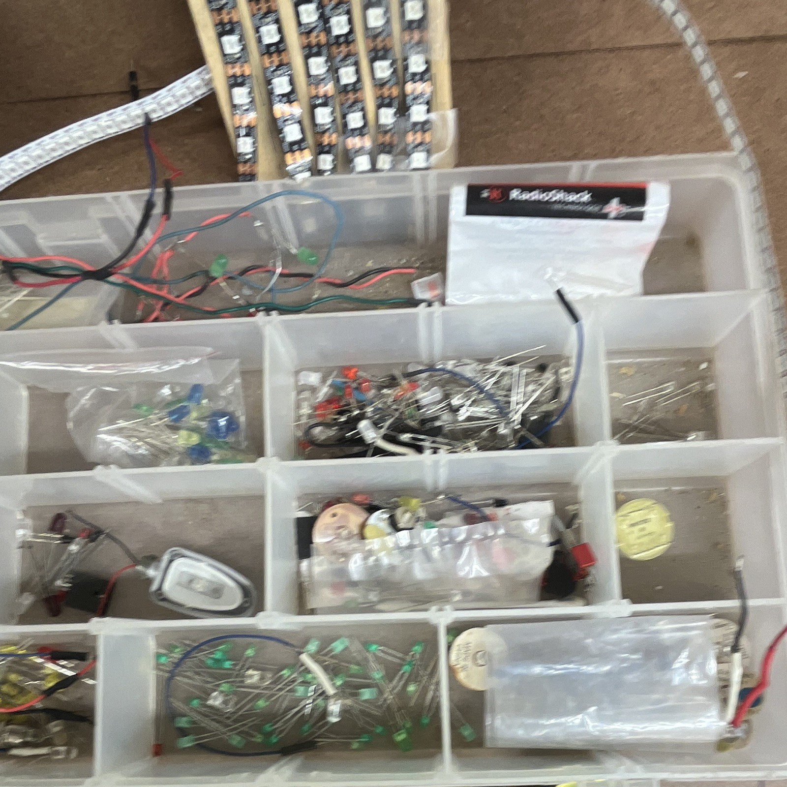 Misc Lot of LED lights and strip Lights & Organizer Box
