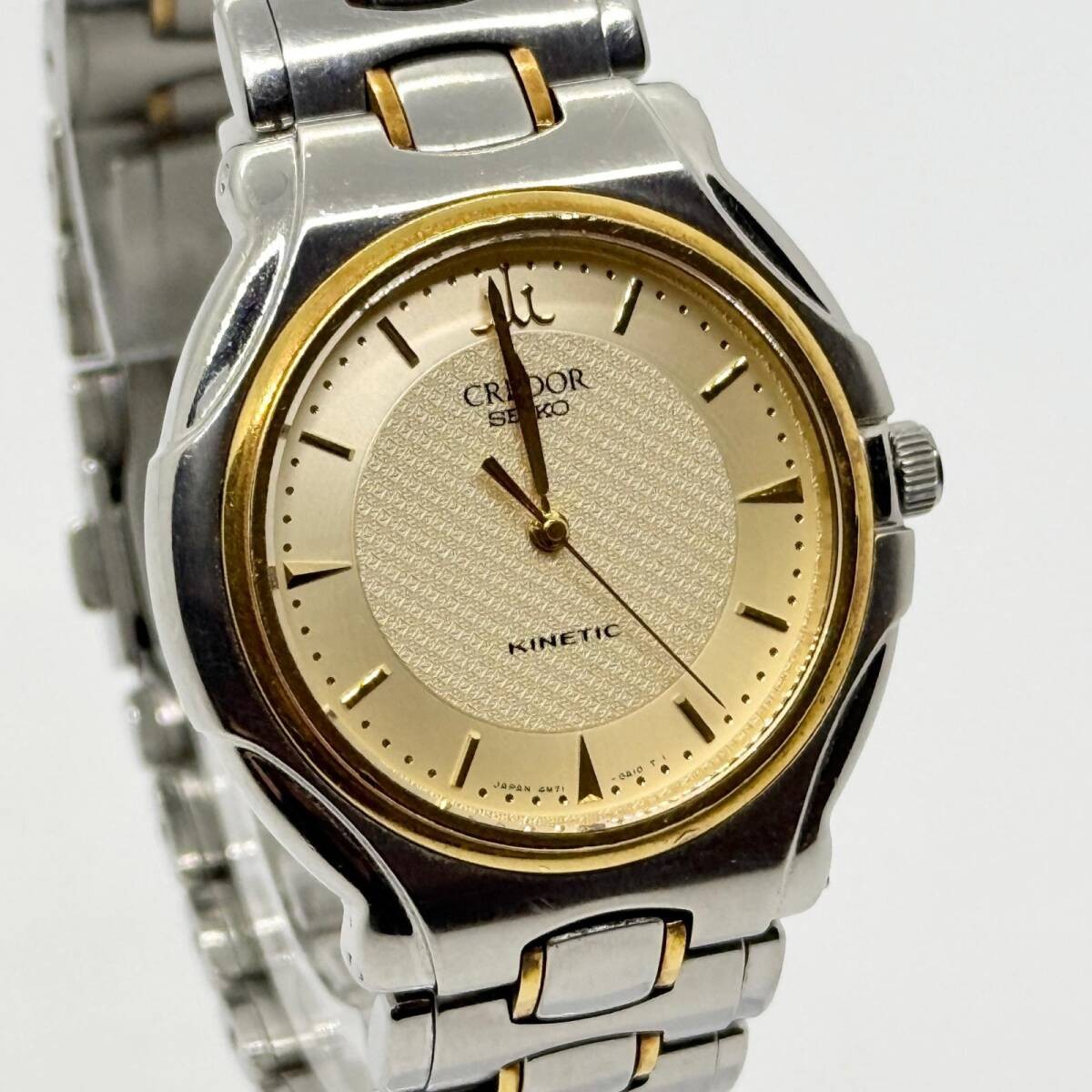 SEIKO Watch CREDOR 4M71-0A10 Kinetic Auto Quartz Silver Gold Unisex Working Auth