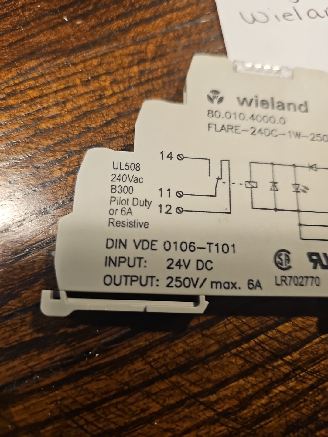 WIELAND ELECTRIC 80.010.4000.0 FLARE-24DC-1W-250V6A DIN Rail Mount 6A Relay