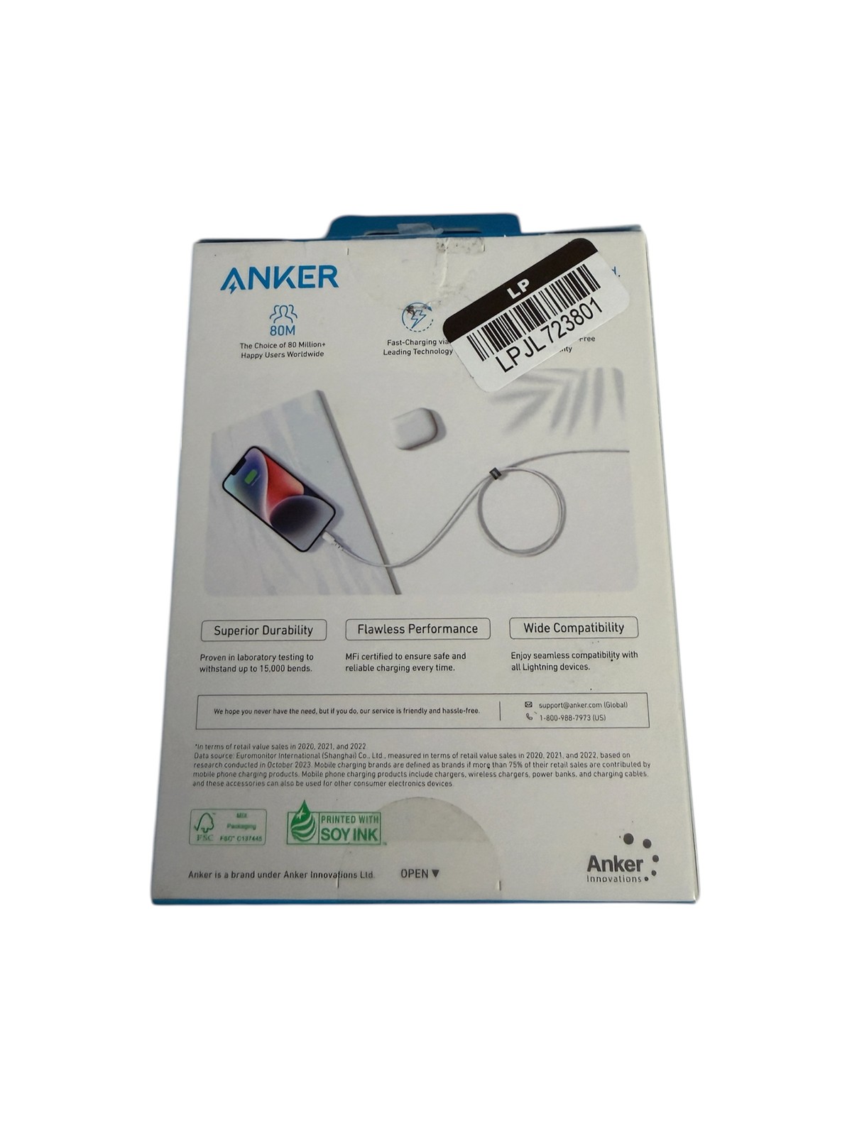 Anker 10′ Braided Lightning to USB-A Charging Cable – White