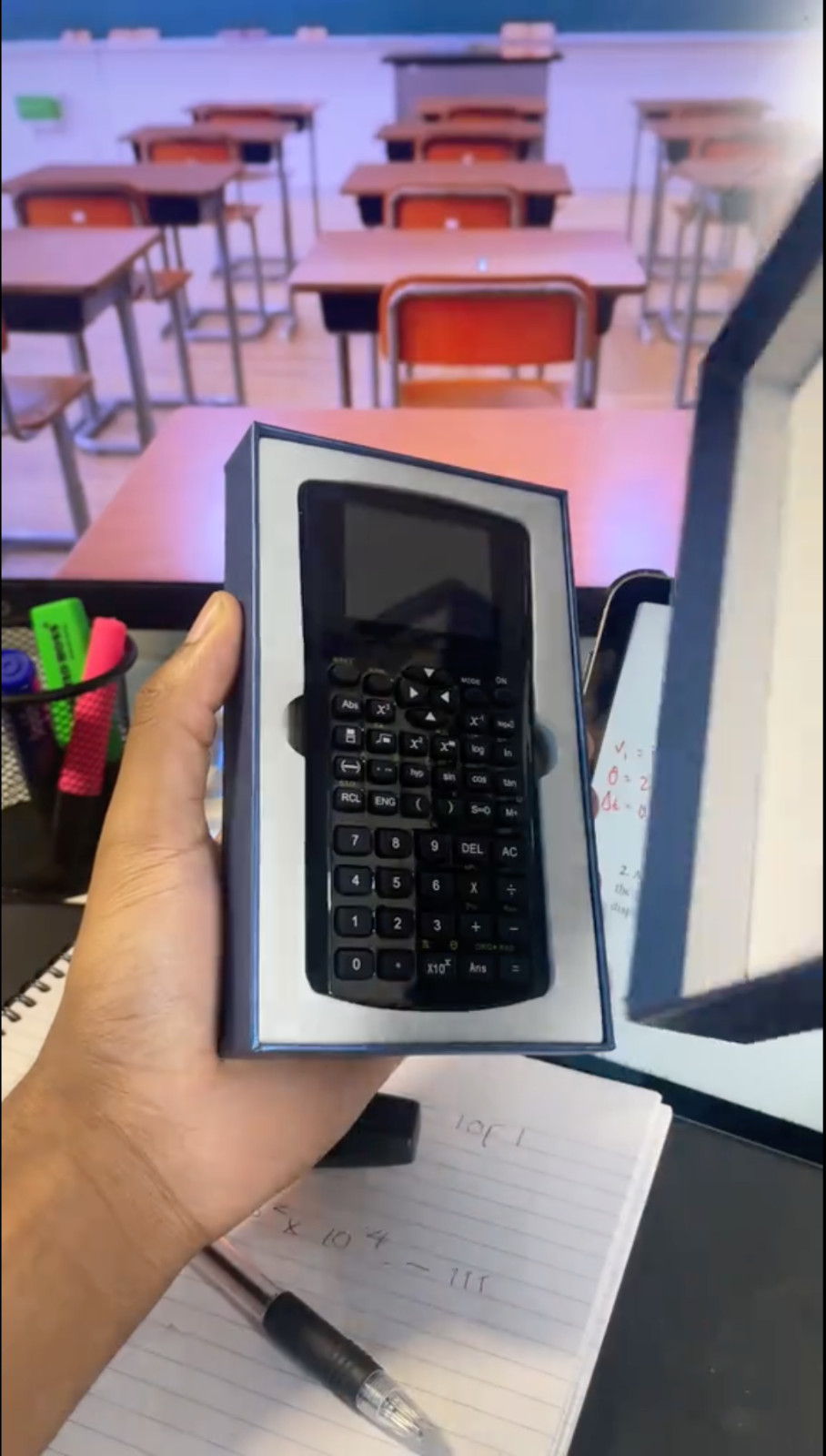Cheating Calculator w/File Storage For Exams Privacy Screen w/Emergency Button!!