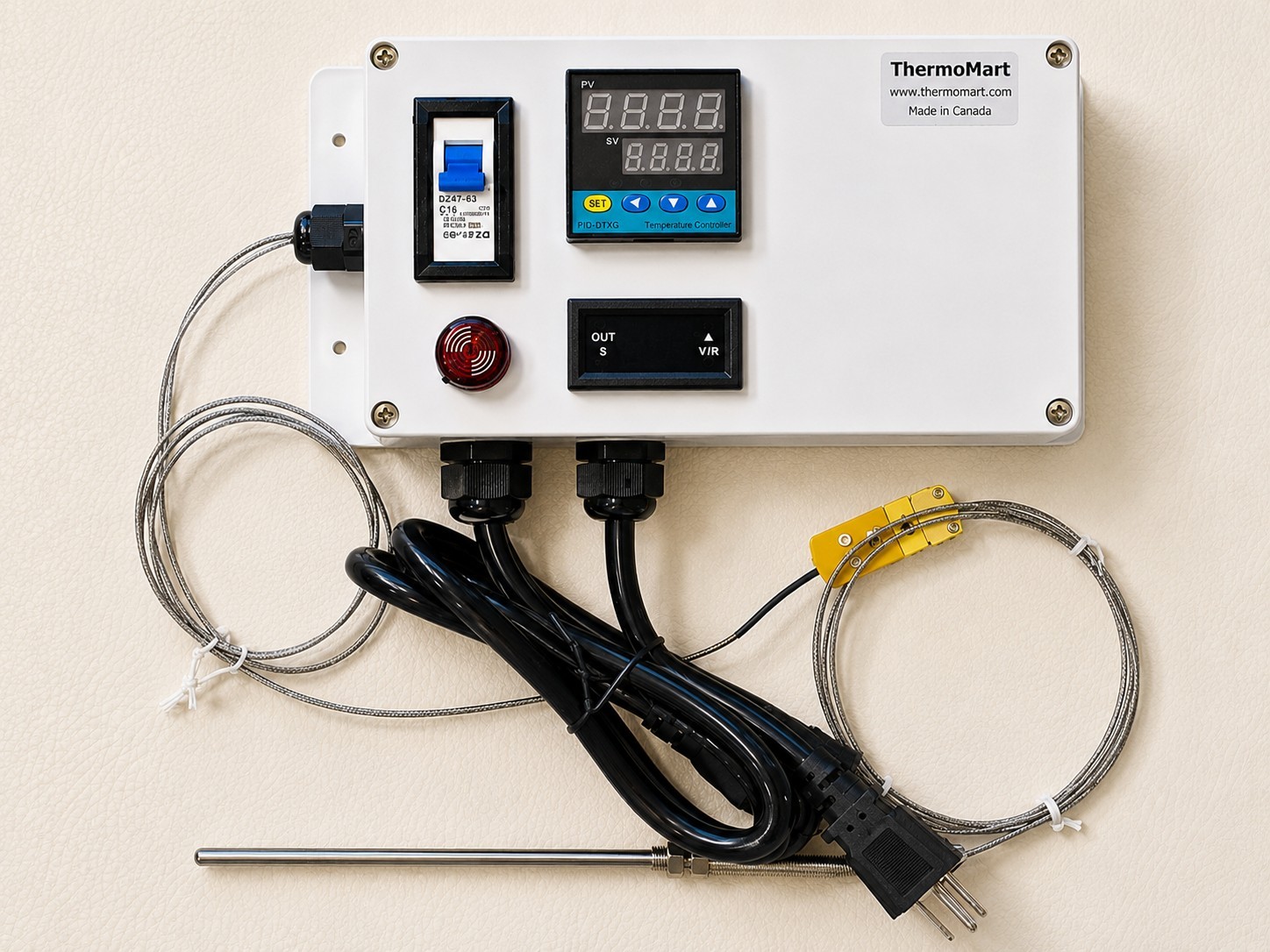 Plug & Play PID Temperature Controller + Timer Control Panel Box & 6″ Tip Probe