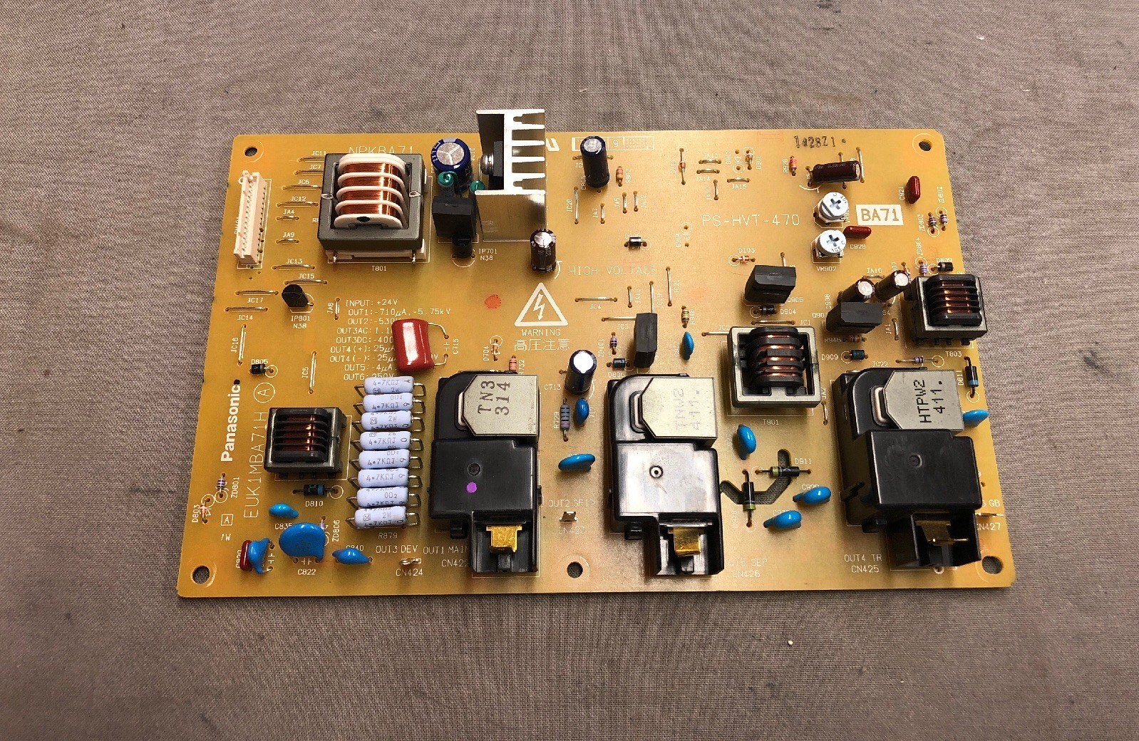 TOSHIBA eStudio 255 PS-HVT-470 EUK1MBA71H HIGH VOLTAGE BOARD NPKBA71 A30C5