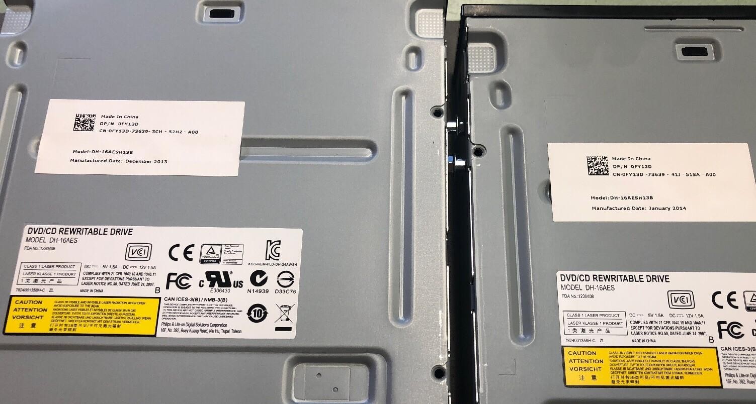 LOT OF 2 PHILIPS LITEON DH-16AES13B CD/DVD REWRITABLE DRIVE DELL 0FY13D