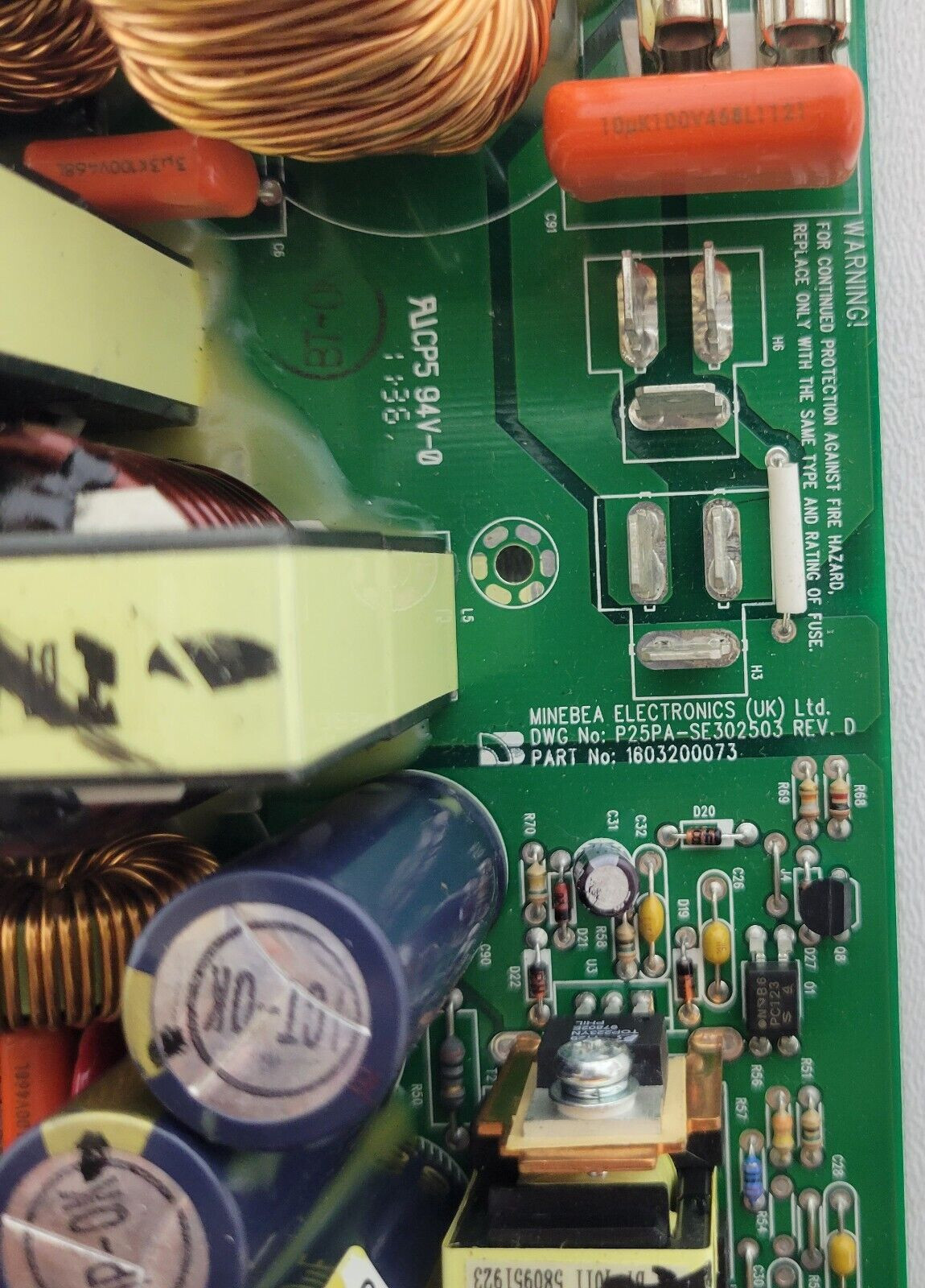 MINEBEA DWG P25PA-SE302503 REV D P/N: 1B03200073 BOARD 3D95 USED.