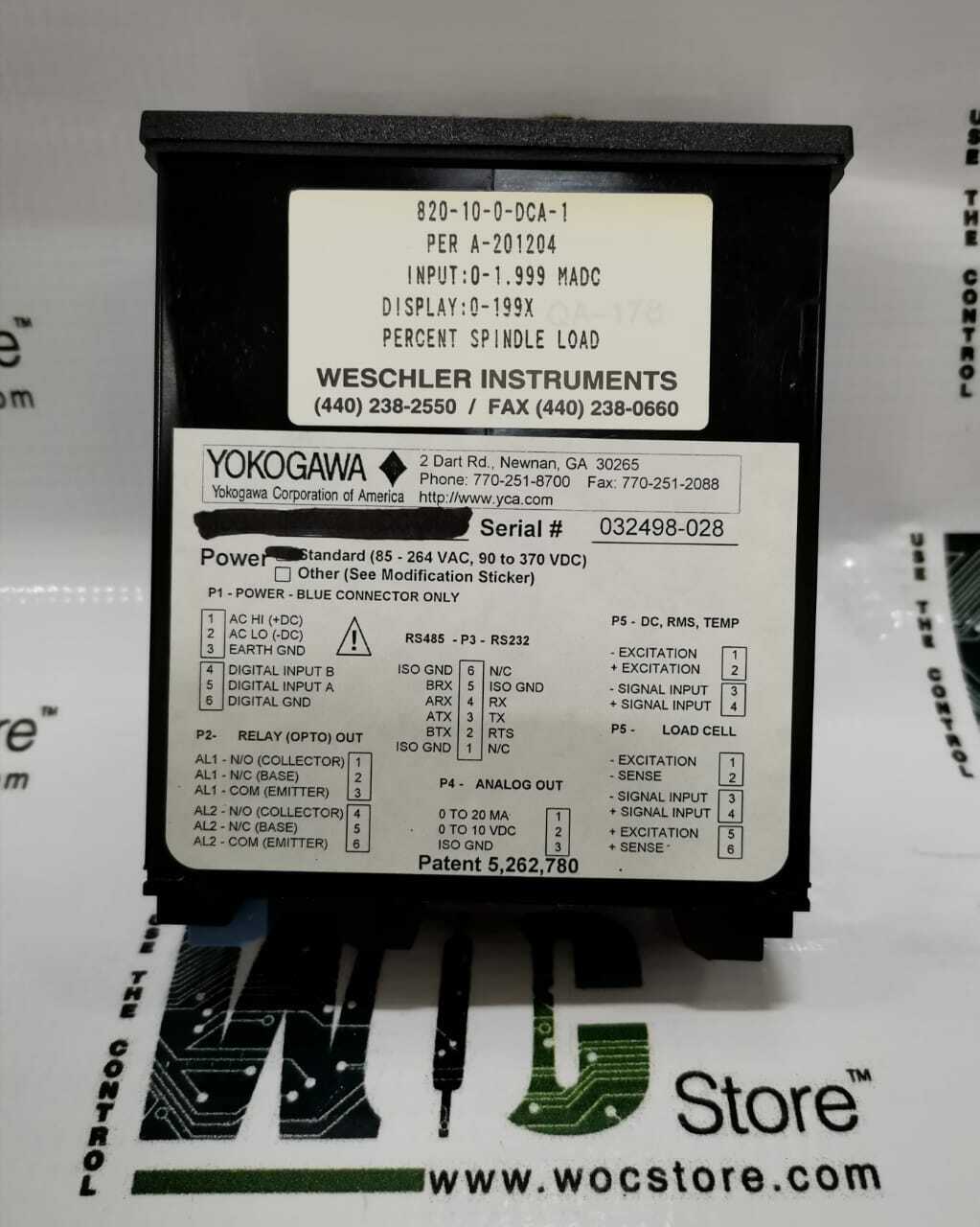 820-10-0-DCA-1 820-00-0-DCV4/M YOKOGAWA UNIVERSAL DIGITAL METER SL NO 032498-028