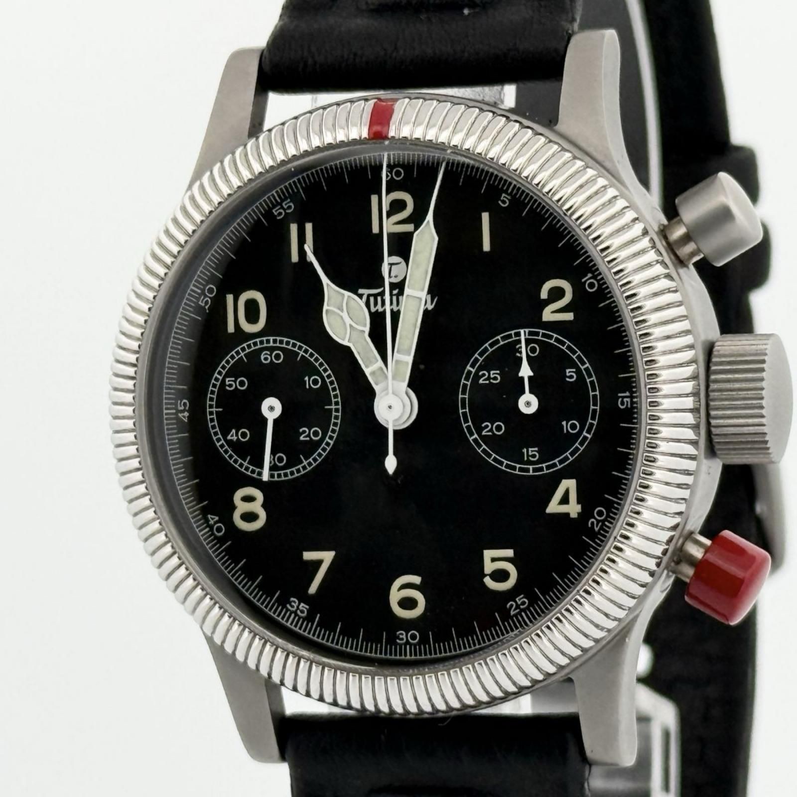 TUTIMA Flieger Chronograph 783-01 Hand-wound Mens Watch Black Dial Auth Boxed
