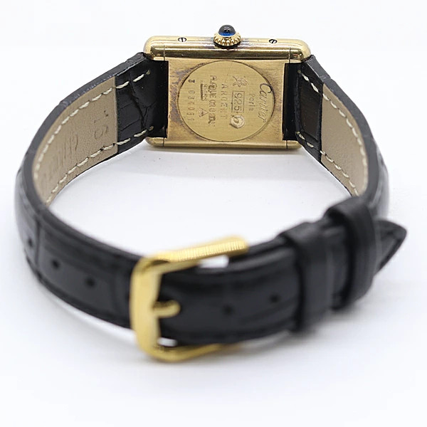 Cartier Must Tank 3034081 SV925 Manual Winding Ladies Watch Square Dial Auth