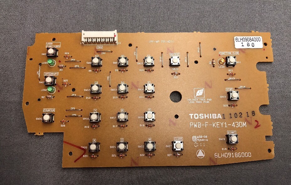 TOSHIBA PWB-F-KEY1-430M KEYBOARD PANEL 6LH09084000 6LH09186000