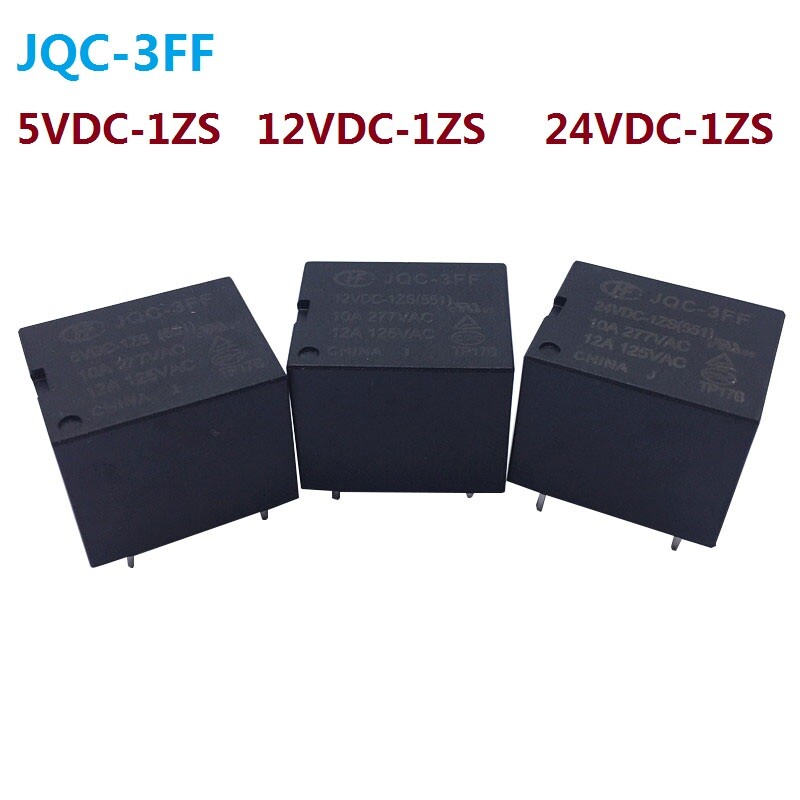 2pcs HongFa Relay JQC-3FF 5VDC-1ZS 12VDC-1ZS 24VDC-1ZS 10A 5Pins Relay