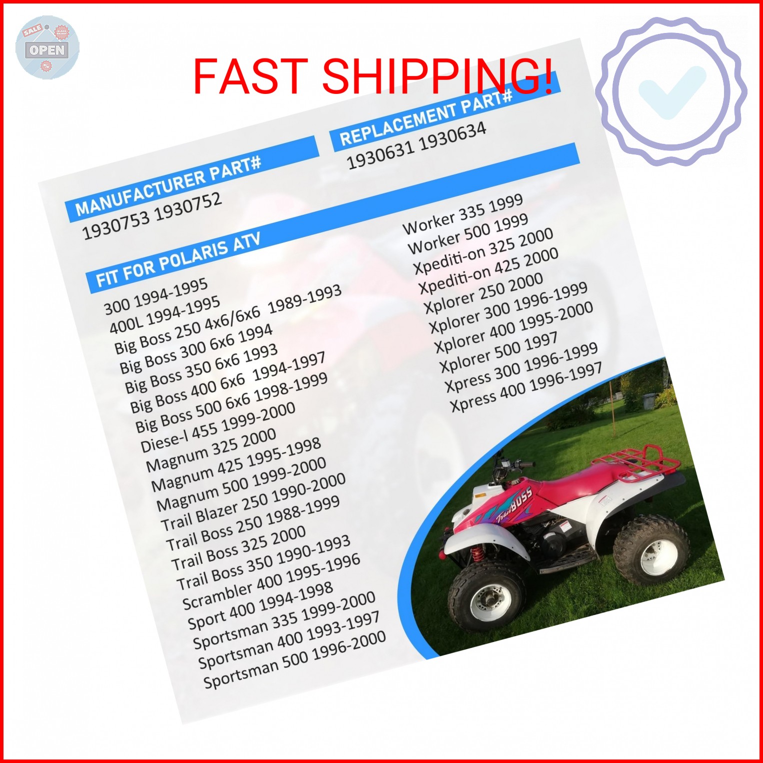 Front Left & Right Brake Hose Line for Polaris Sportsman Magnum Trail Boss Blaze