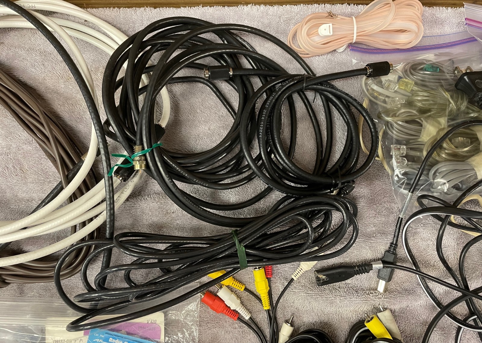 Lot of Electronics Cables, Connectors, Adaptors, Coaxial Hardware/Splitters
