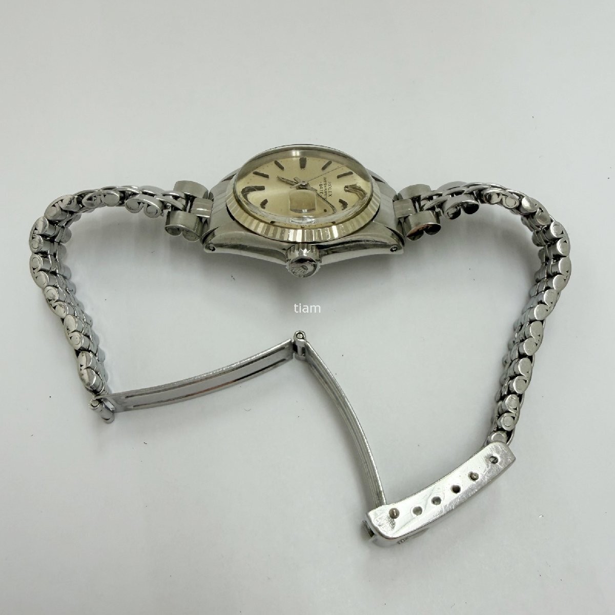 ROLEX 6517/4 Oyster Perpetual Date 1967 Automatic Silver White Gold SS