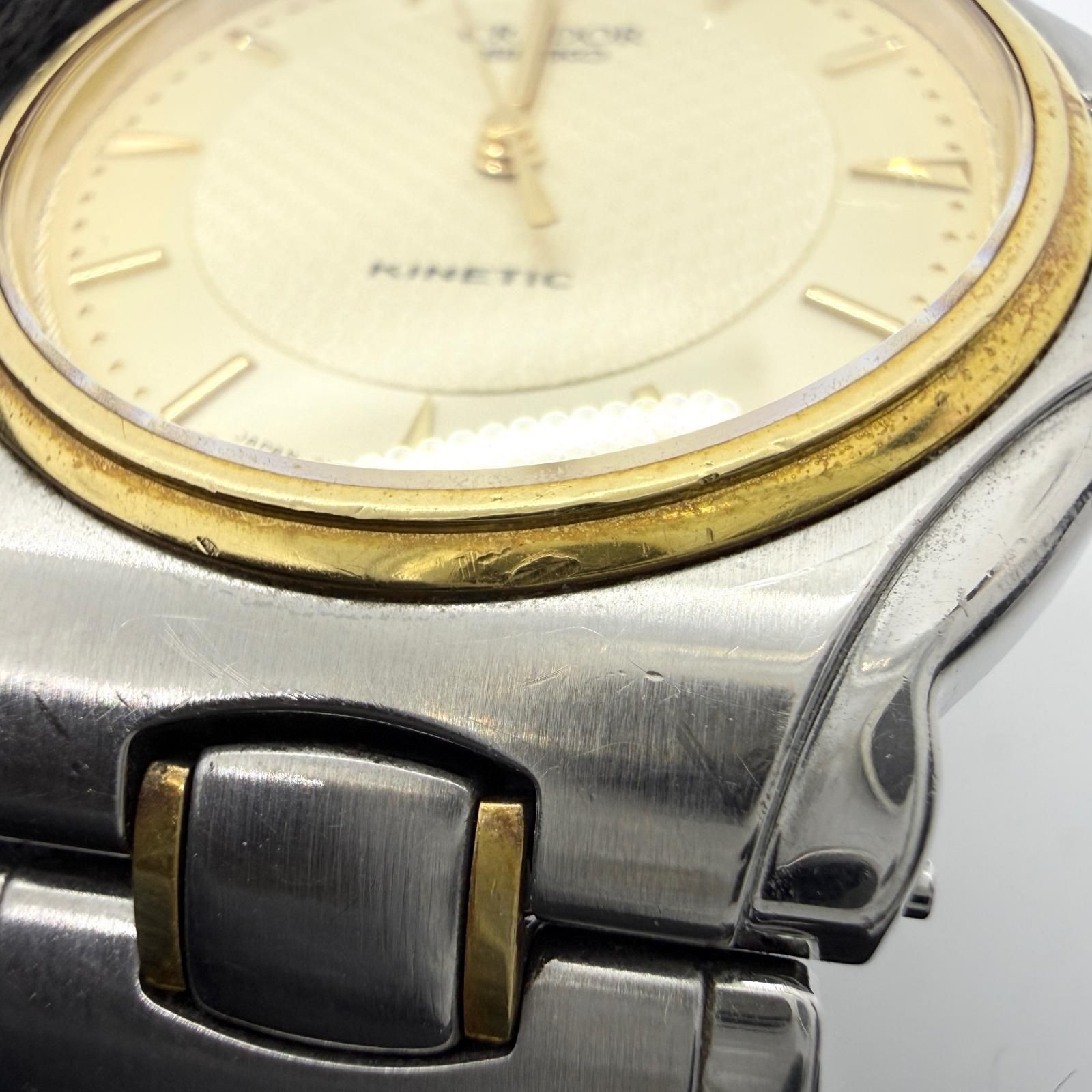 SEIKO Watch CREDOR 4M71-0A10 Kinetic Auto Quartz Silver Gold Unisex Working Auth