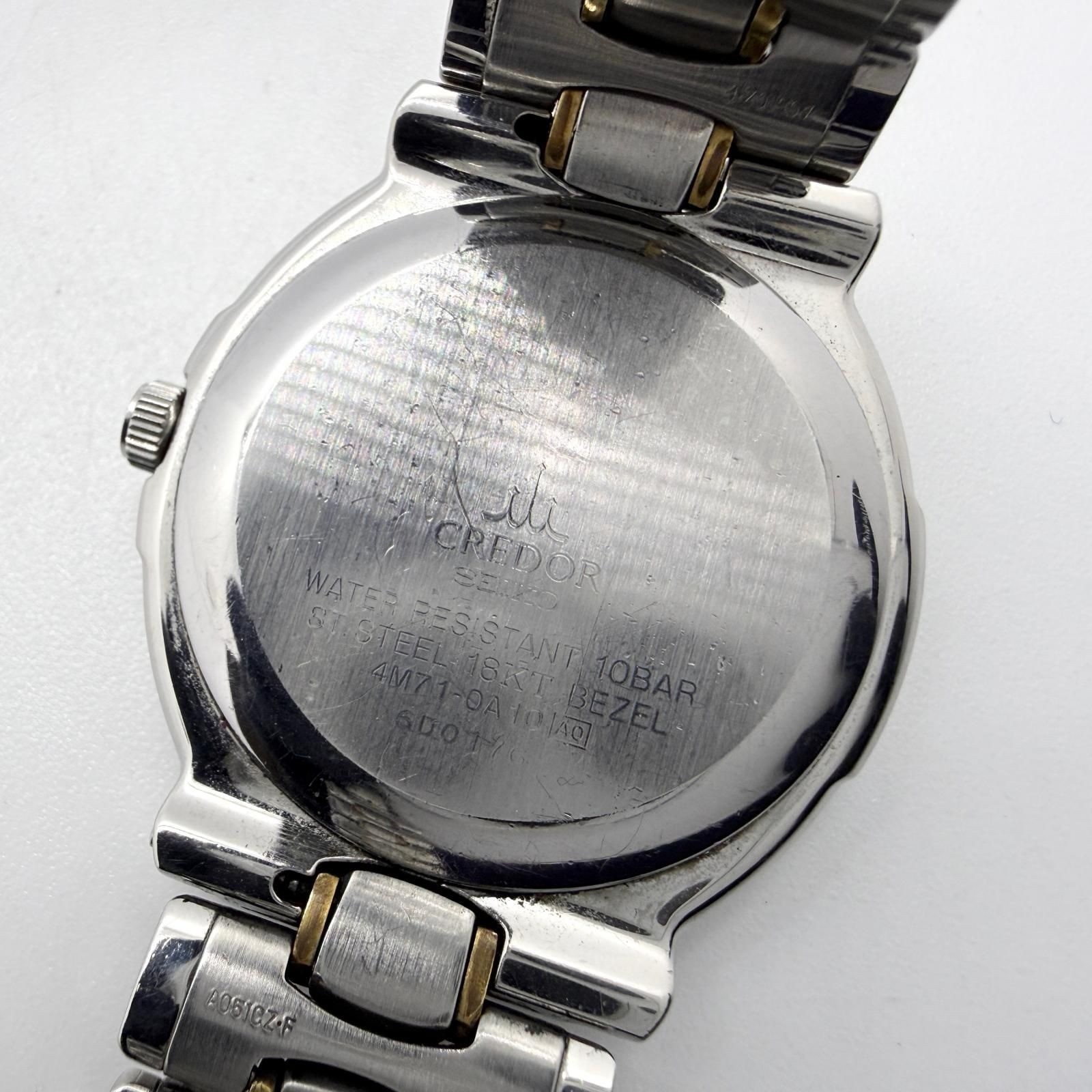 SEIKO Watch CREDOR 4M71-0A10 Kinetic Auto Quartz Silver Gold Unisex Working Auth