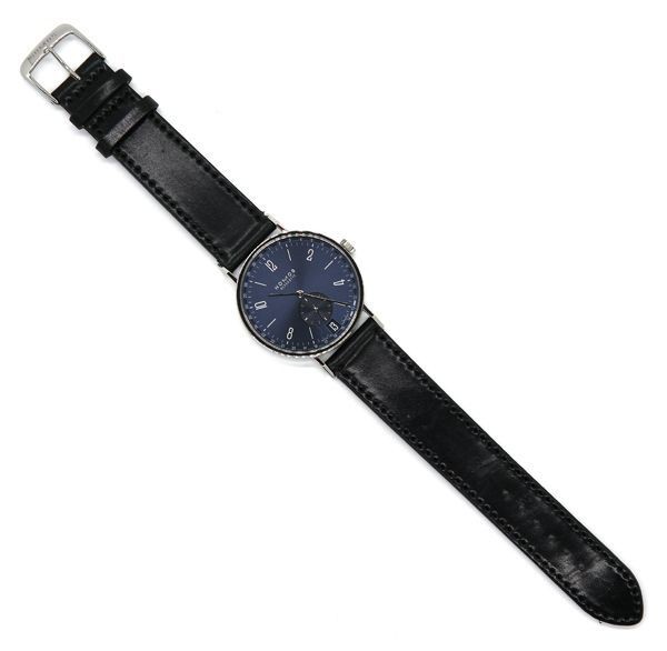 NOMOS Glashütte Tangente 2-Date Steel Manual Blue Dial Leather NM136 Men’s Watc