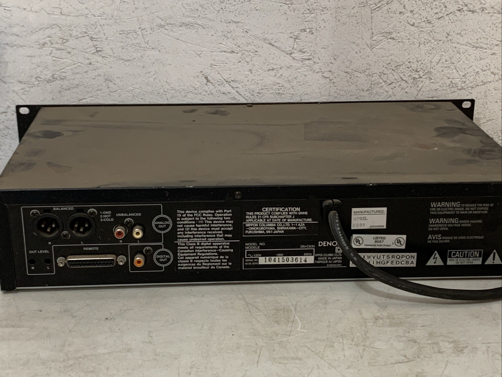 Denon DN-C630 Rackmount CD Player – POWERS ON