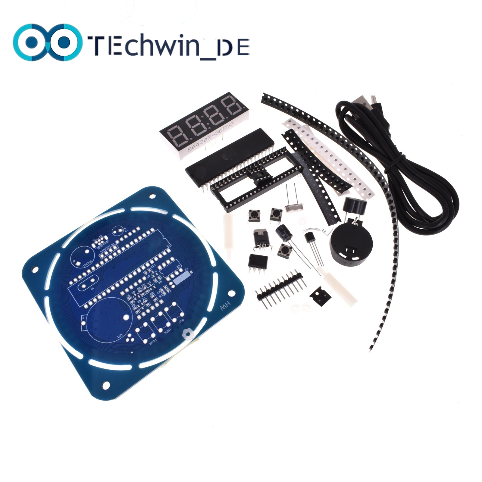 DIY DS1302 Rotating LED Electronic Digital Clock Kit 51 SCM Learning Board 5V