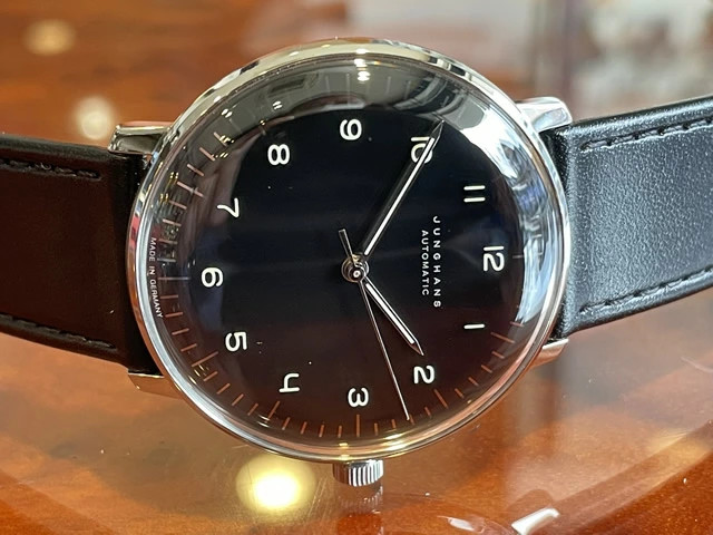 Junghans Automatic 38mm Watch Max Bill 027 3400 00 black men leather
