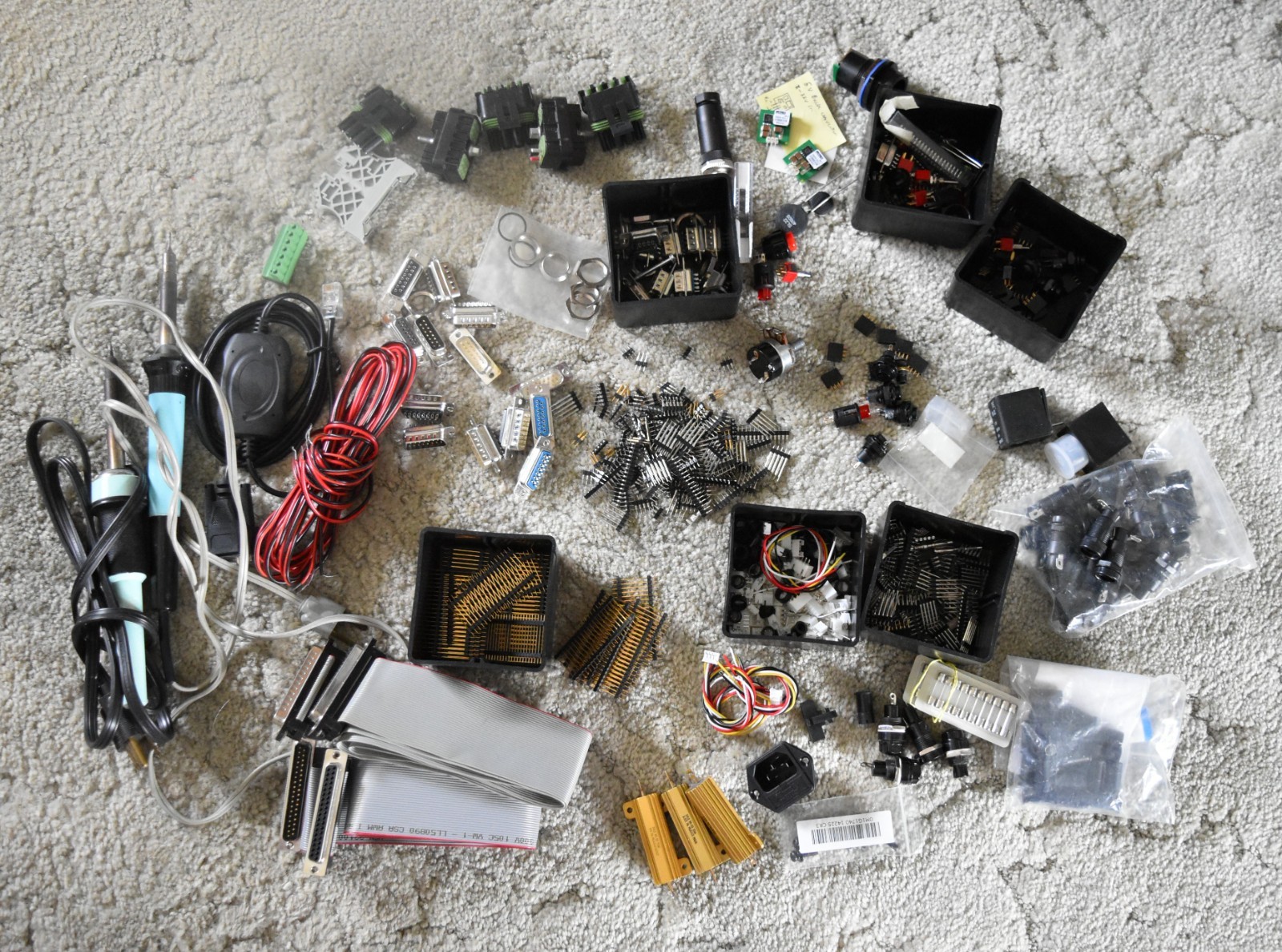 Junk Drawer Electronics Parts Lot Assorted Lot Buttons Switches Pins Boards Conn