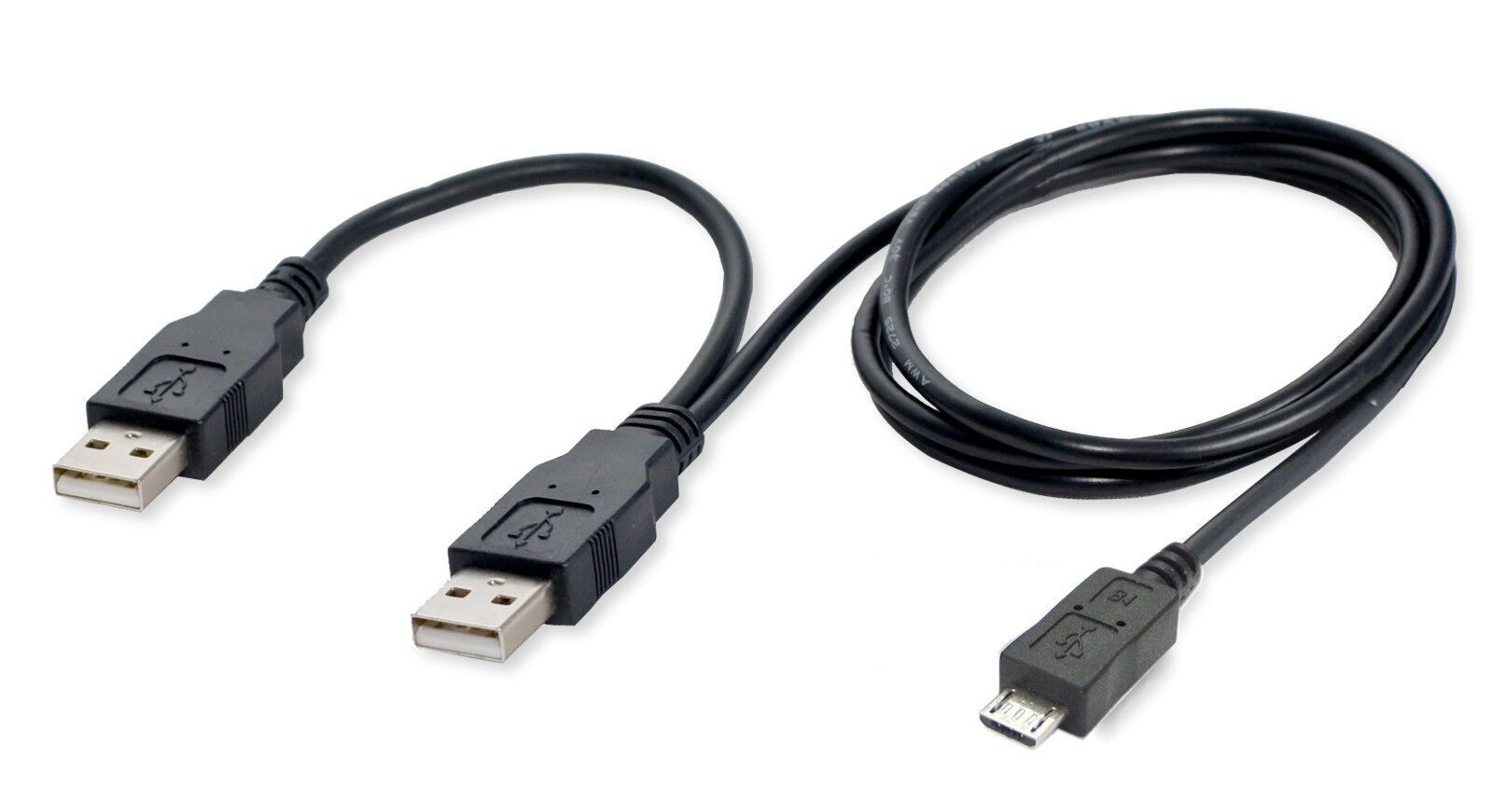 Micro USB 5pin to two USB A type Y Cable Cord For 2.5″ Mobile Hard Disk