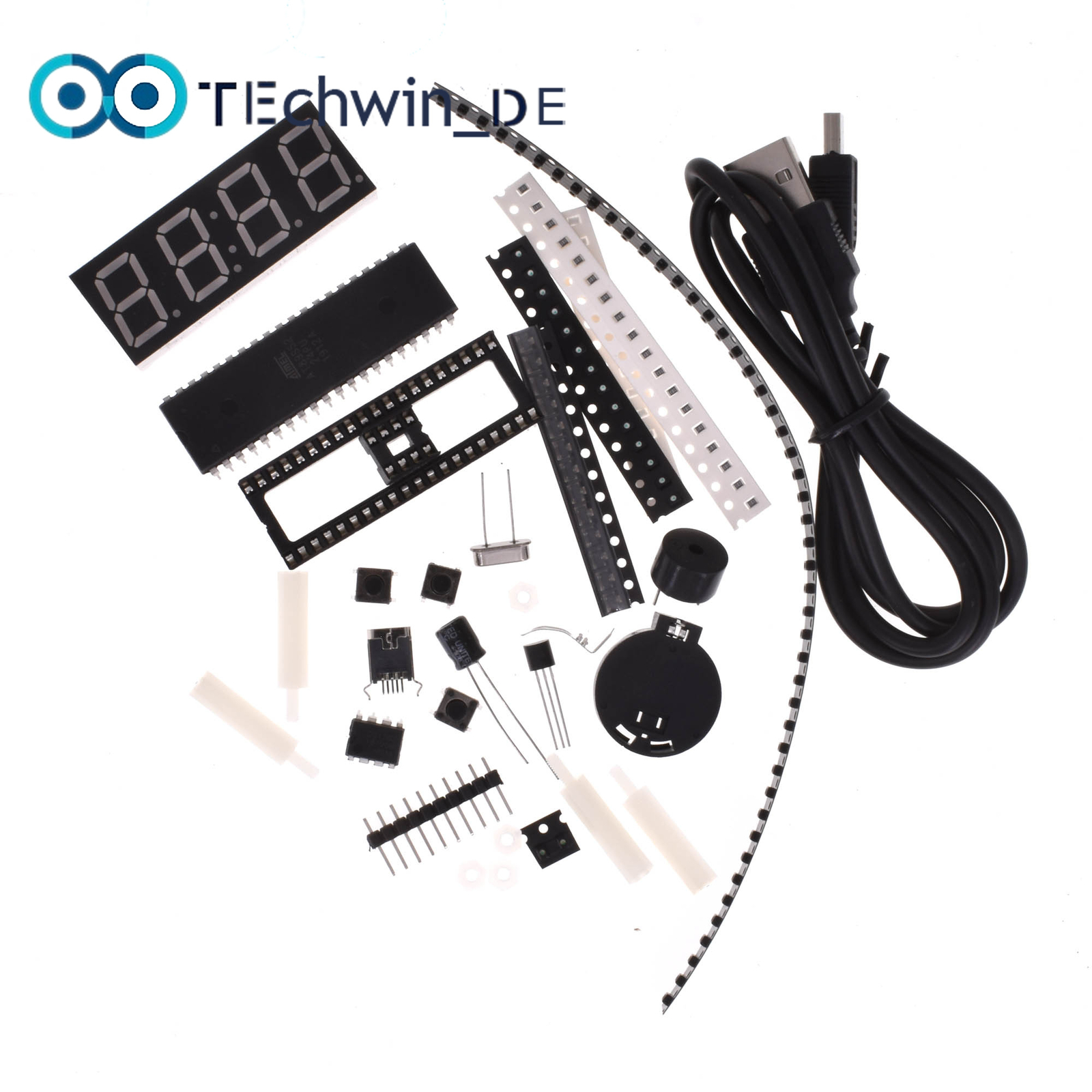 DIY DS1302 Rotating LED Electronic Digital Clock Kit 51 SCM Learning Board 5V