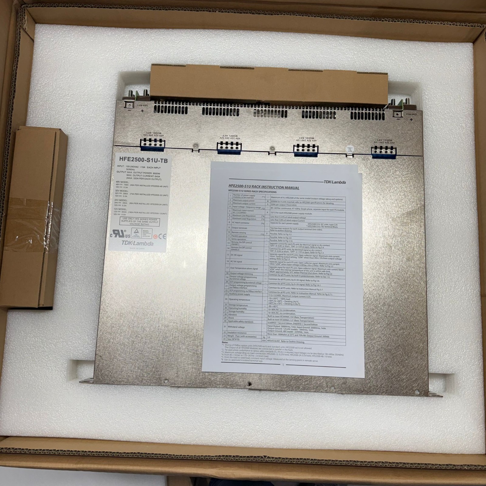 NEW TDK Lambda HFE2500-S1U-TB 4 Slot Rack Mount Terminal Block