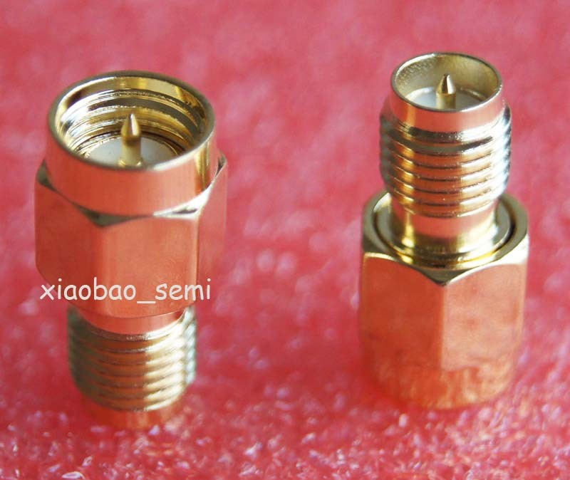 2pcs Adapter RP.SMA female plug to SMA male connector straight gold plating