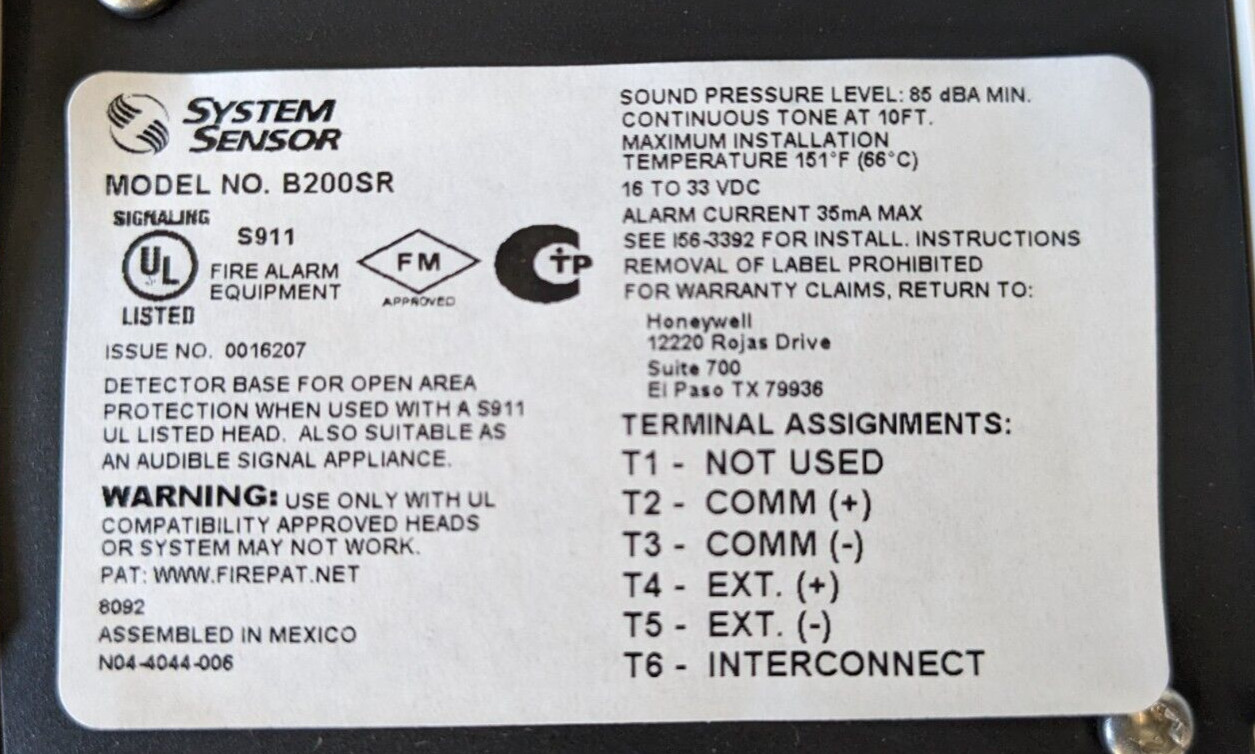 SYSTEM SENSOR B200SR-IV ADDRESSABLE SOUNDER BASE