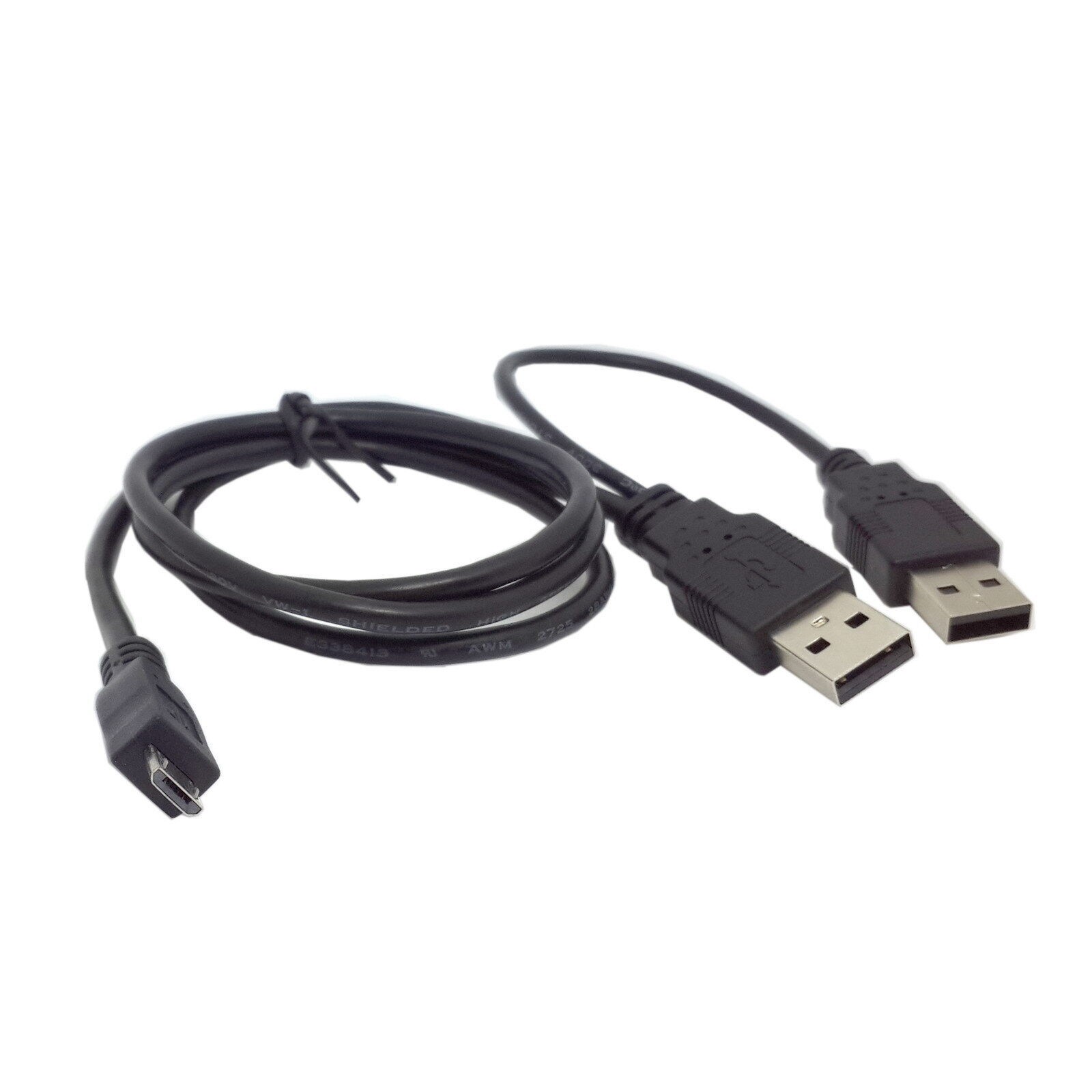 Micro USB 5pin to two USB A type Y Cable Cord For 2.5″ Mobile Hard Disk