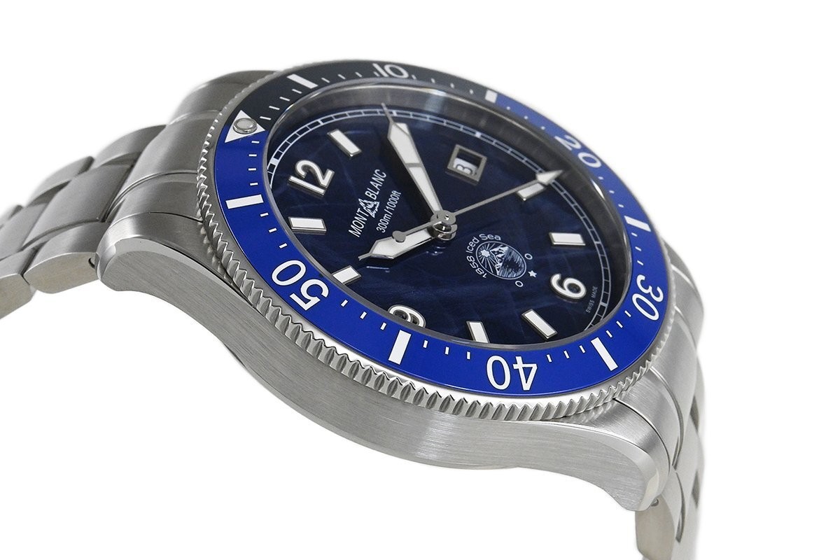 MONTBLANC 1858 Ice Sea Automatic Date MB129369 Automatic Winding SS Blue Watch