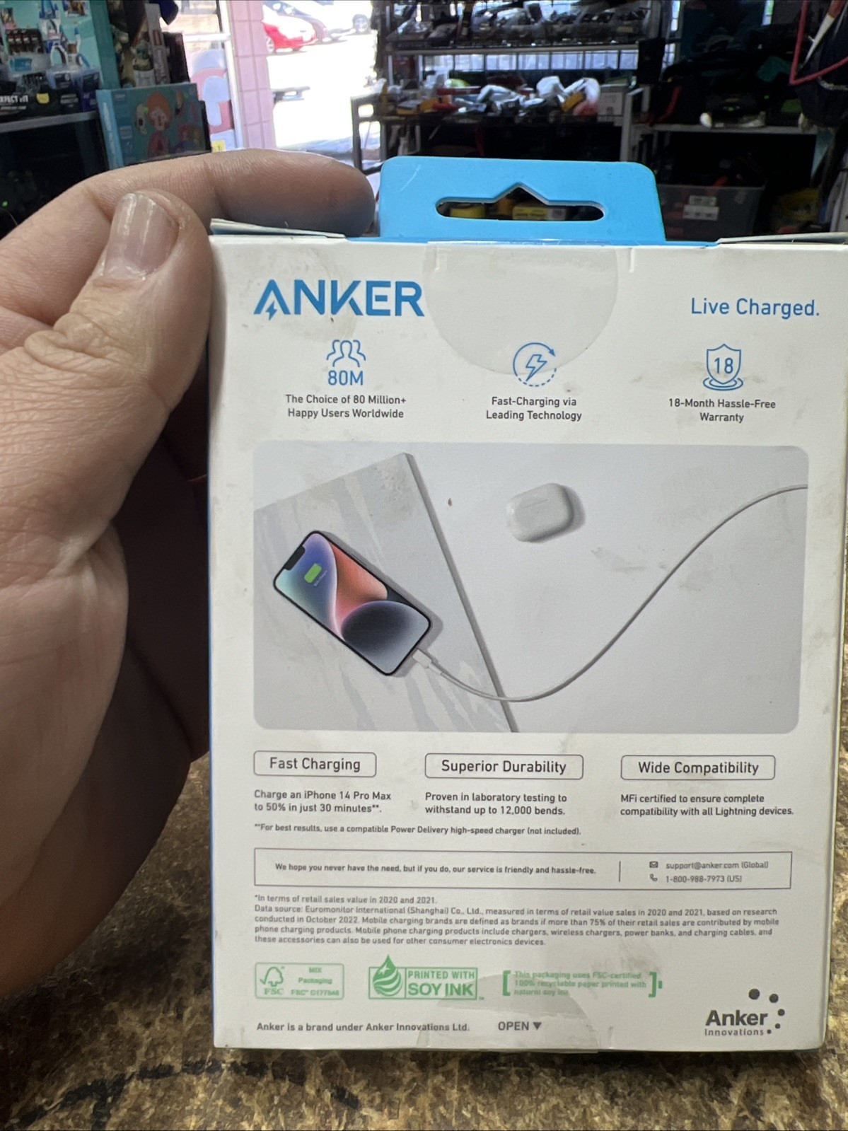 Anker USB C to Lightning Cable, 310 USB-C to Lightning Braided Cable(3ft, White