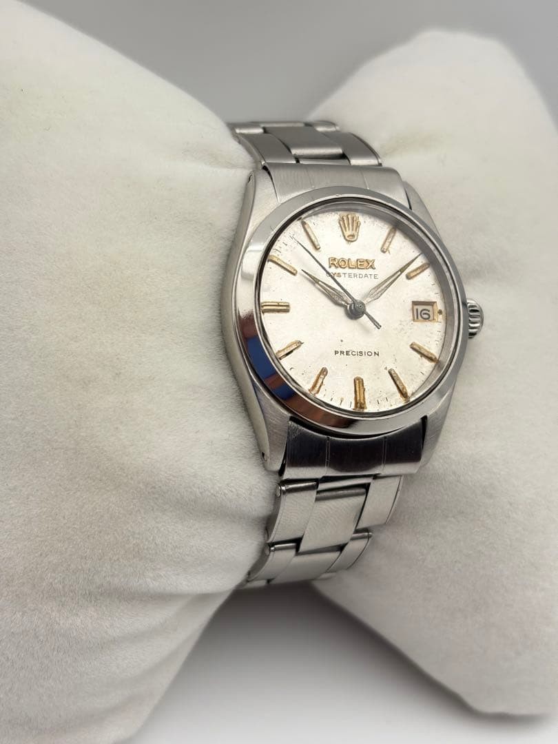 Rolex Watch Oyster Date Precision Silver Manual-Winding 32mm Auth Rare Men’s