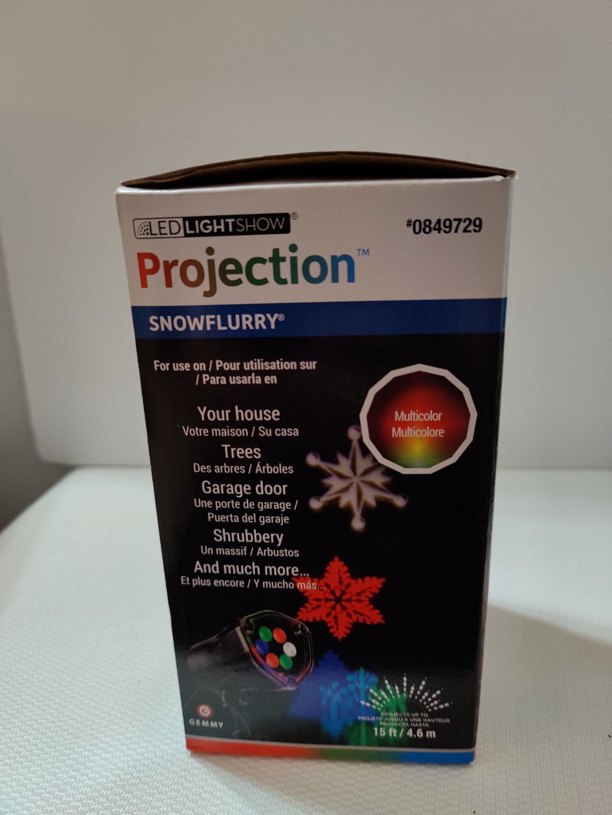 Led LightShow Projection Multicolor Snow Flurry Swirling Snowflakes New In Box